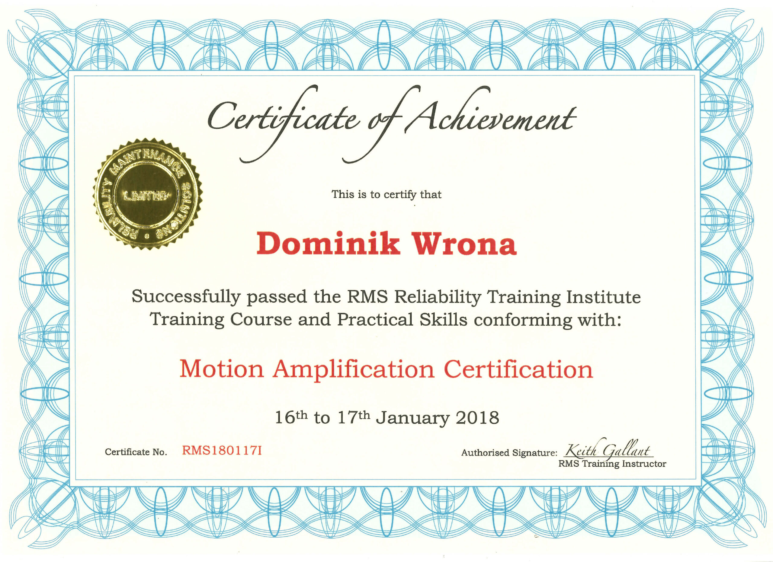 motion amplification certification